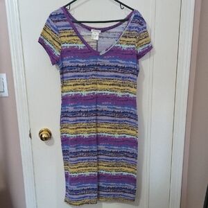 Colorful Striped V-Neck Midi Dress